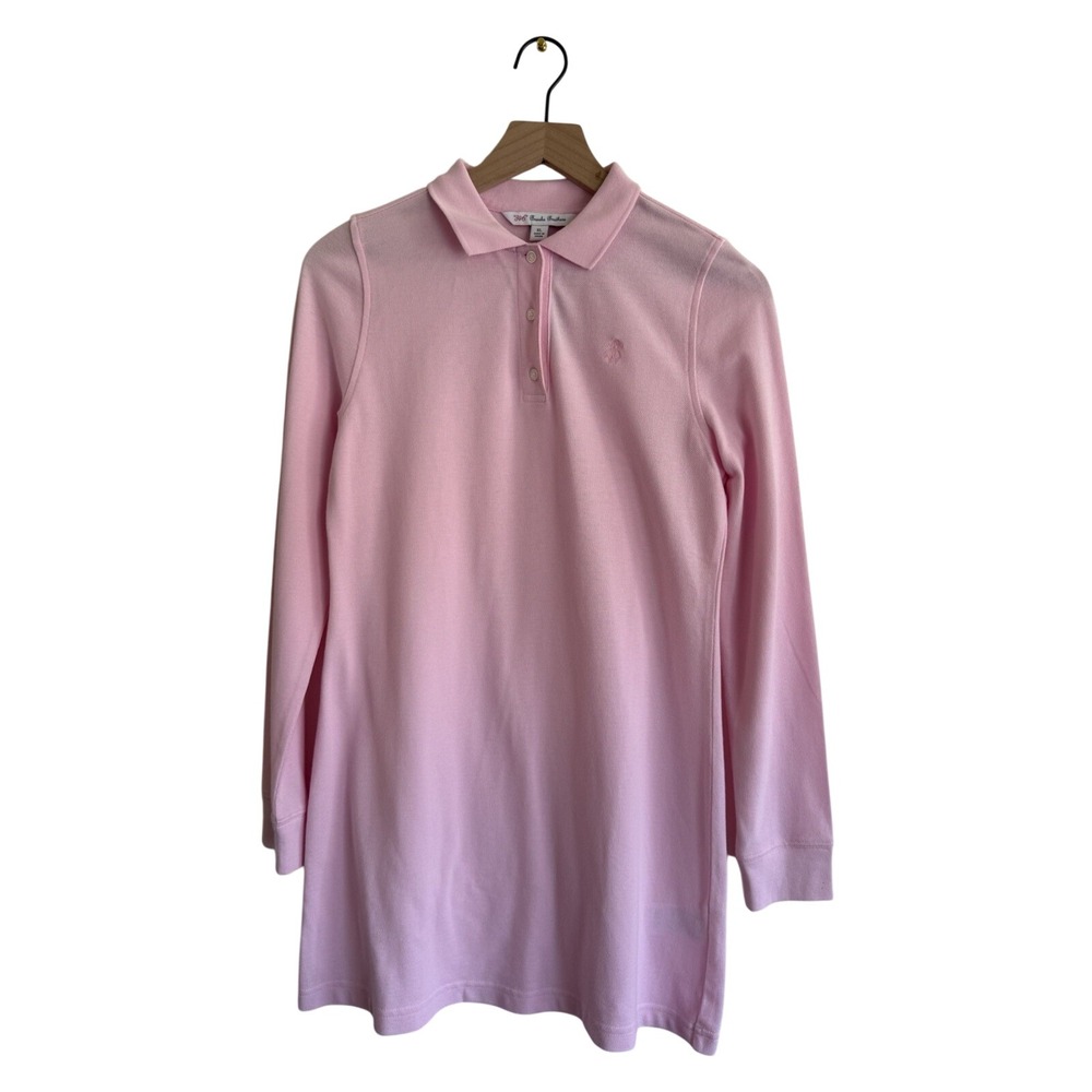 Brooks Brothers Polo Dress Kids XL Pink Long Sleeve Cotton Pique Preppy Classic